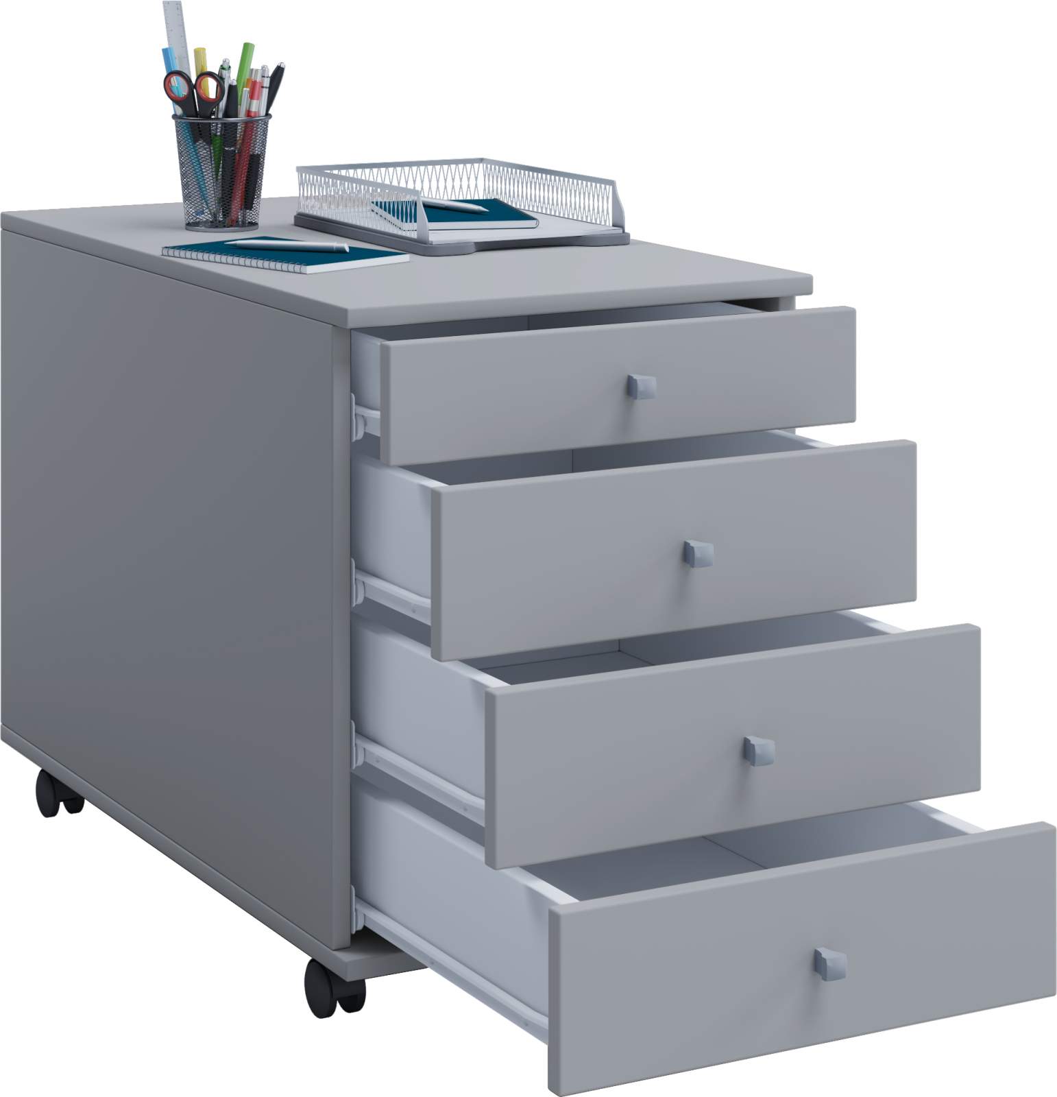 Rollcontainer LONA MAXI - grau - 4 Schubladen