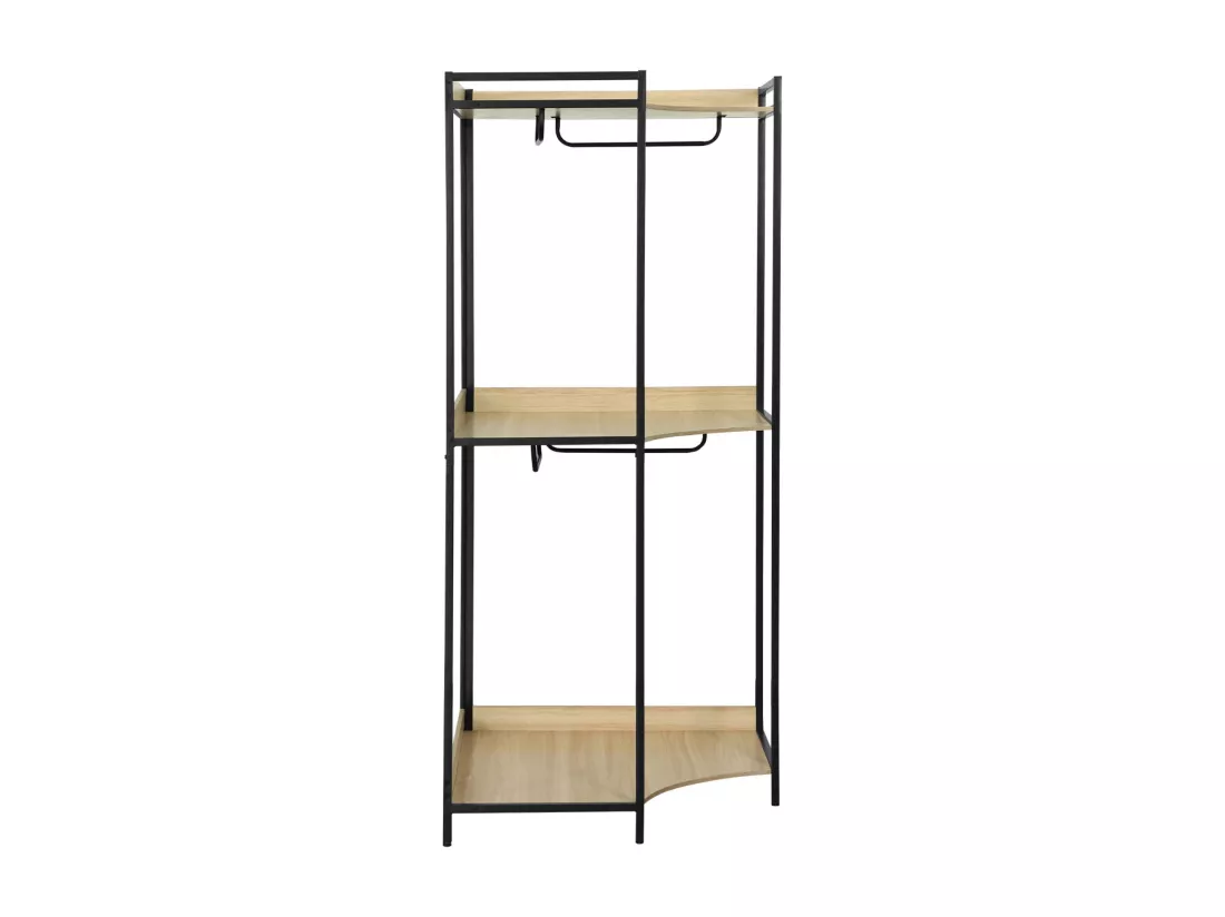 Module dressing d'angle noir avec 4 penderies et 2 étagères. L 80 x P 80 x H 190 cm