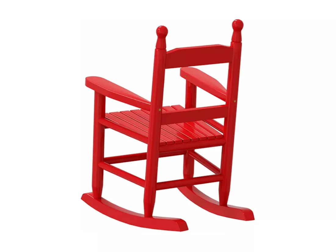 Chaise à bascule enfants rouge bois de peuplier massif