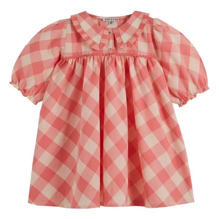 Emile et Ida Robe Manches Ballon Vichy | Rose bonbon