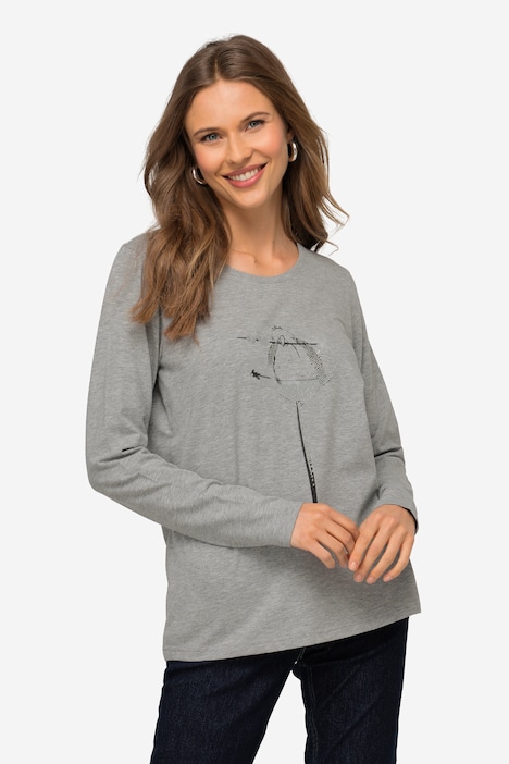 T-Shirt, Vogel, Rundhals, Langarm