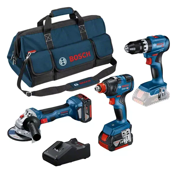 COMBI-KIT 3 OUTILS 18V : GSB 18V-45 + GDX 18V-200 + GWS 18V-7 + 2 BATTERIES 5,0 AH + GAL 18V-40 + SAC M (C) PROFESSIONAL