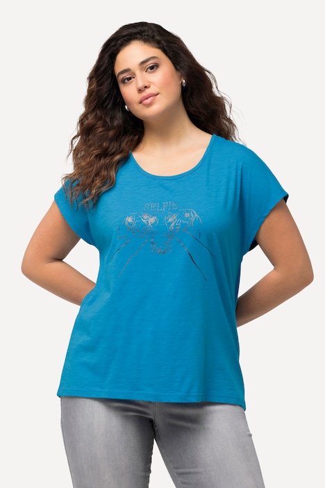 T-Shirt, Metallic-Tiermotiv, Oversized, Rundhals, Halbarm