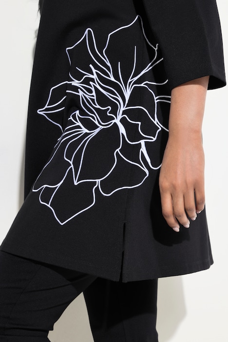 Sweatshirt, Stickerei, A-Linie, Stehkragen, 3/4-Arm