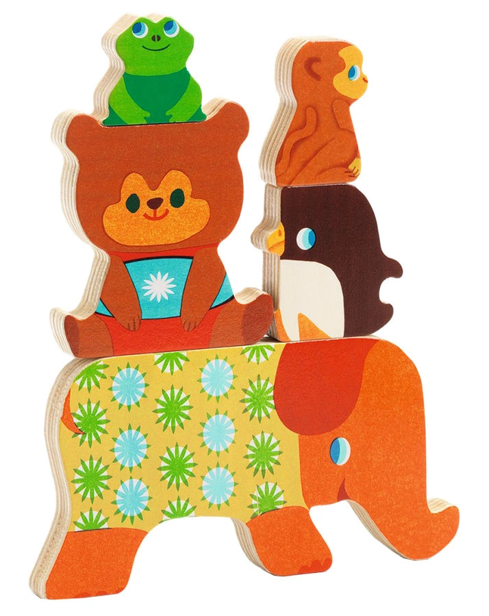 Steckpuzzle WOODYPILE 5-teilig zum Stapeln aus Holz
