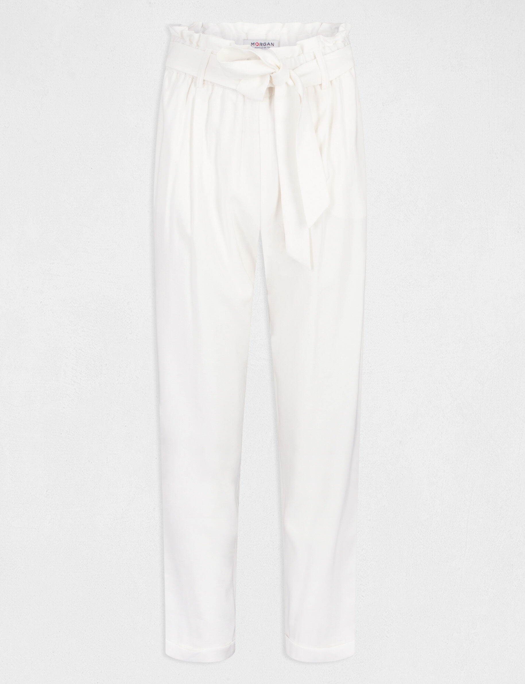 Pantalon droit fluide 7/8ème ecru femme - ecru