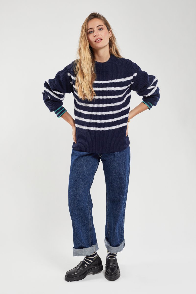 Pull côte perlée - laine