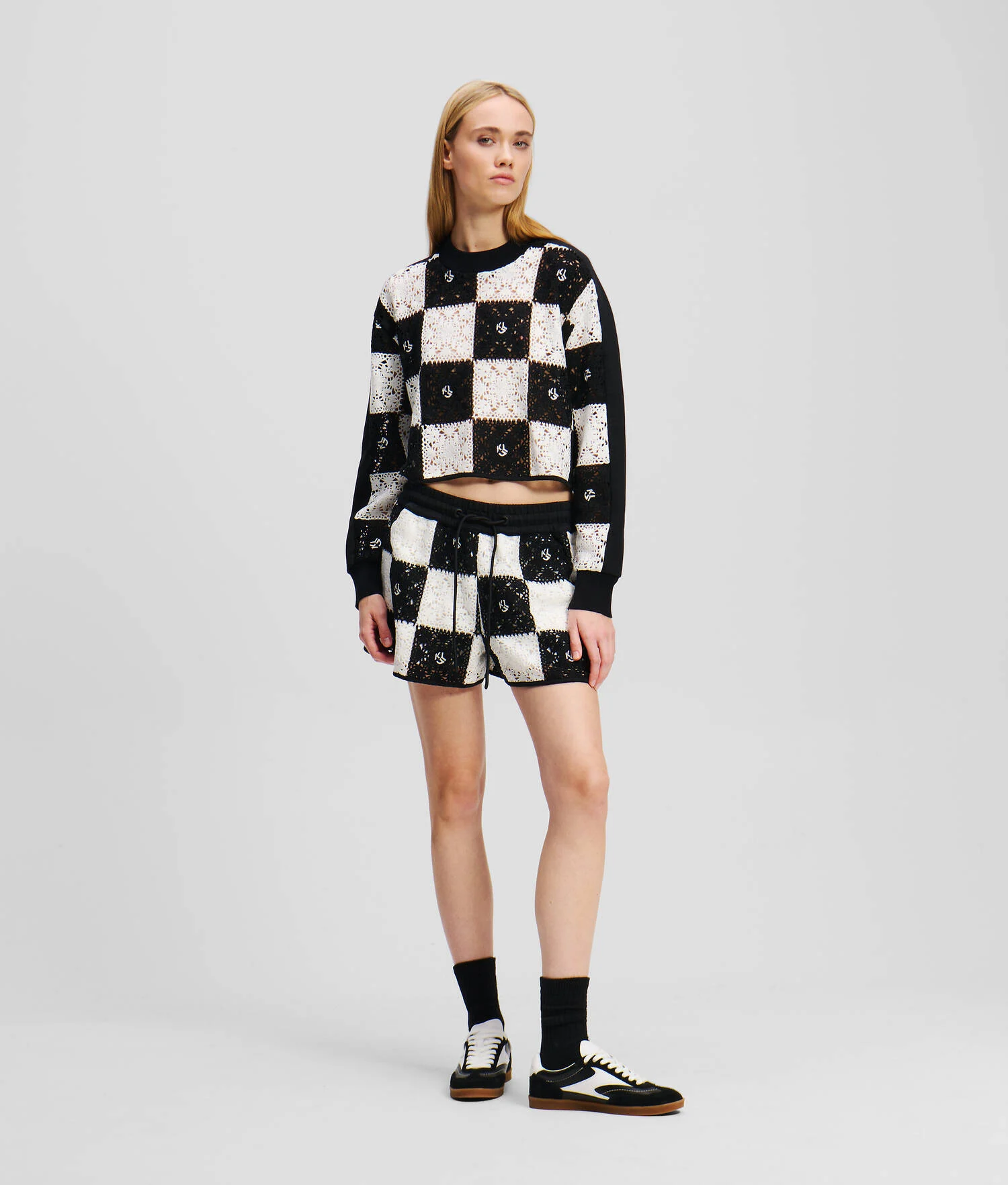 PULL EN CROCHET - Noir/Blanc