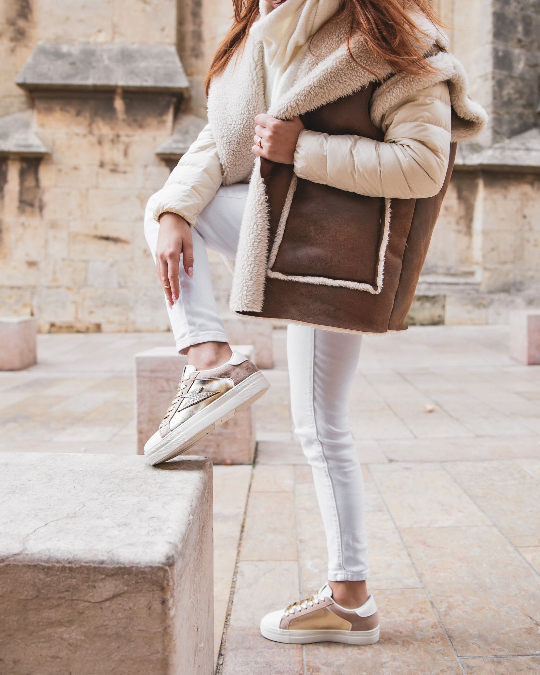 Basket femme éclair dorée à lacets - Alix