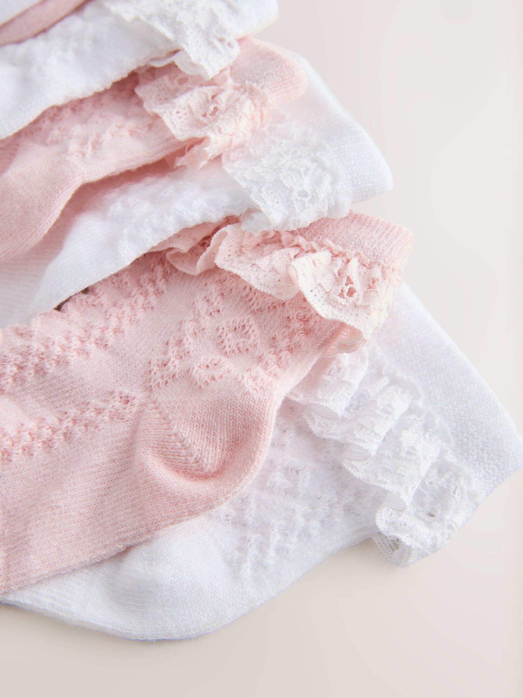 Roze/wit - Verpakking van 7 kanten babysokken (0 mnd-2 jr)