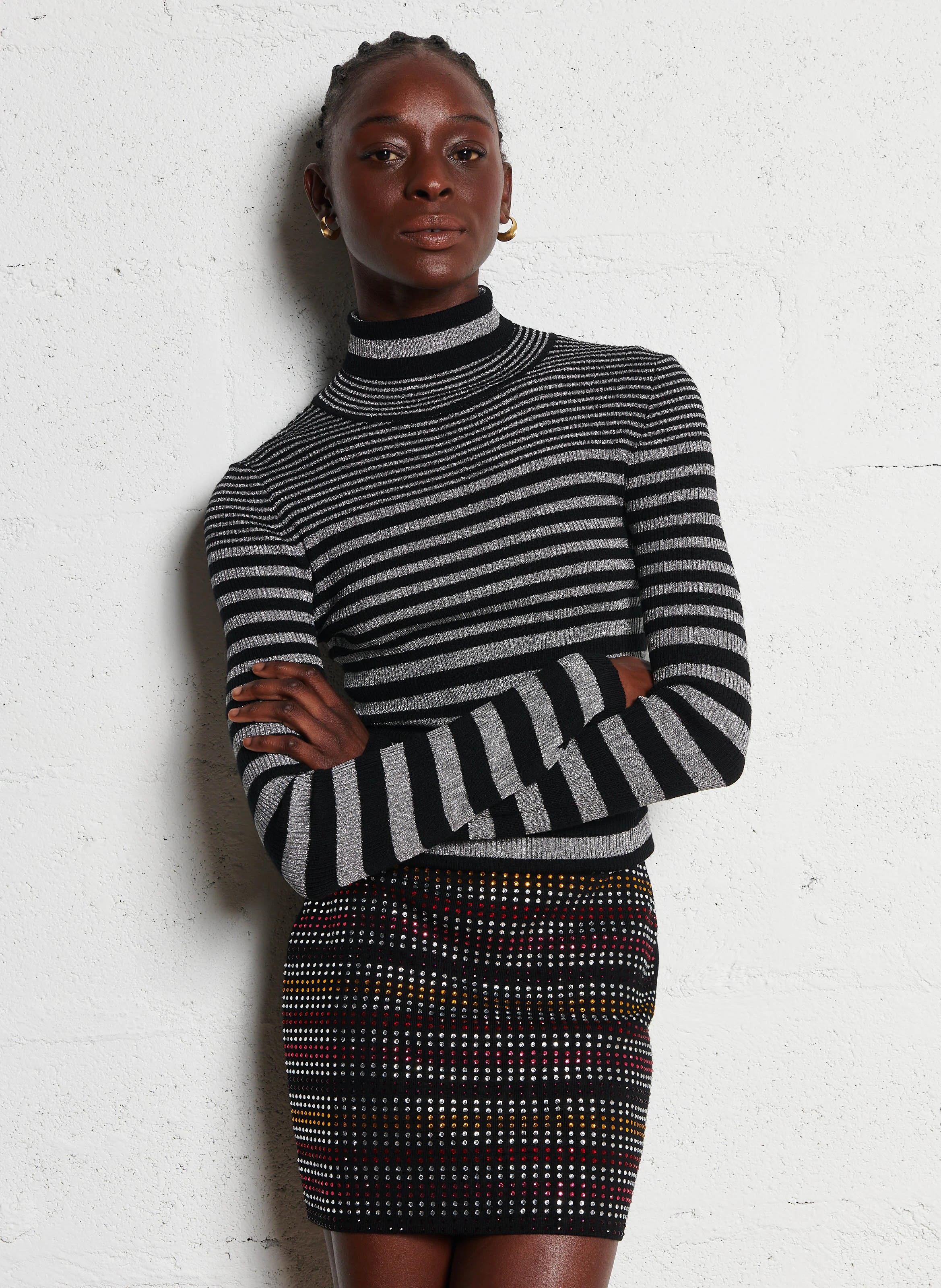 Pull col roulé en laine mélangée | Argent