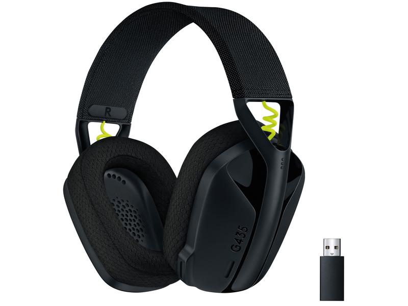 Logitech Headset G435 Gaming Lightspeed Schwarz Kabelloses Gaming-Headset mit integrierten Beamforming-Mikrofonen und bis zu 18 Stunden Akkulaufzeit
