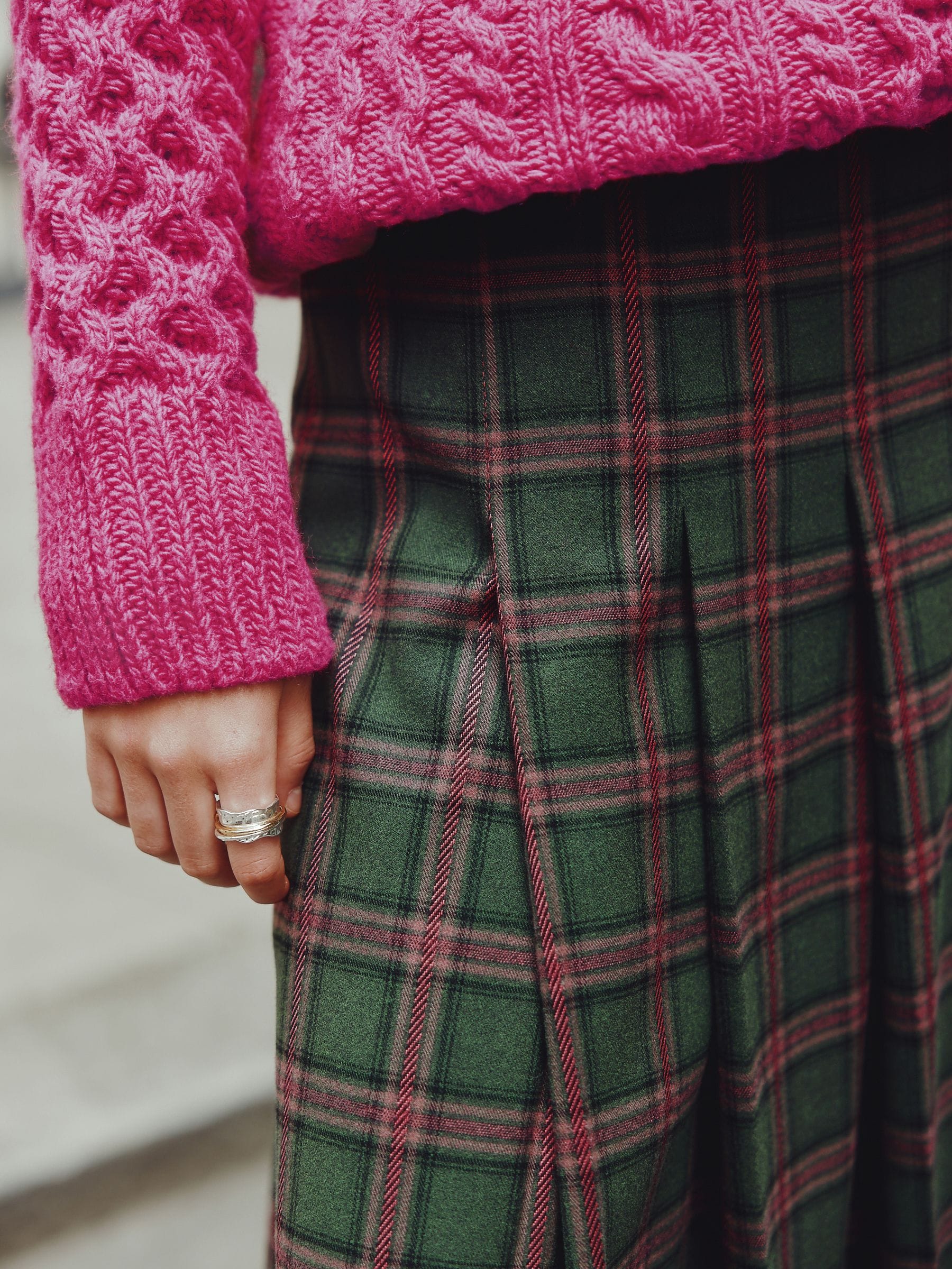 Groen - Geruite Kilt Maxi Rok