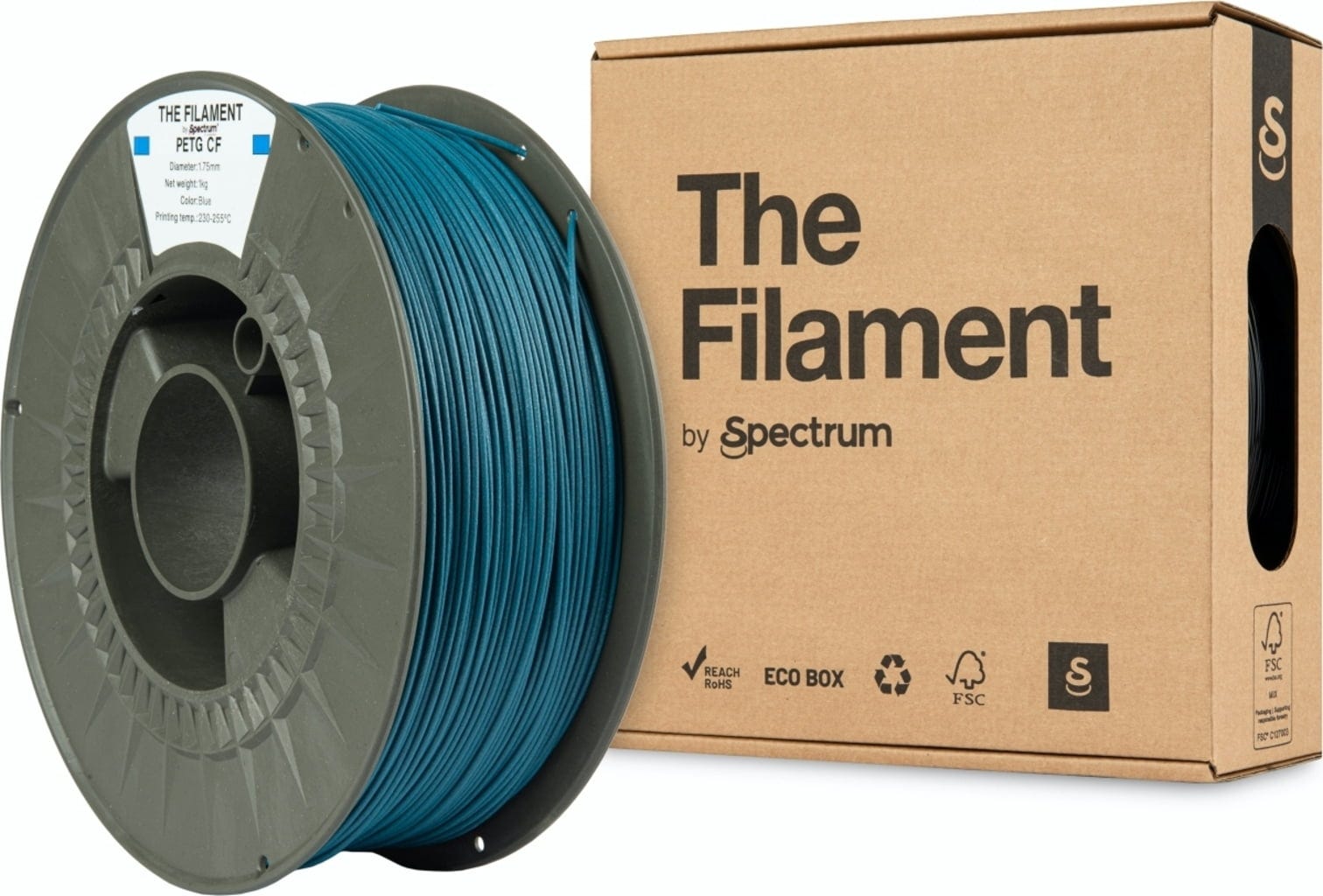The Filament  PETG CF Blue, 1,75 mm / 1000 g    Mit 3 % Kohlefasern verstärktes PETG in Blue