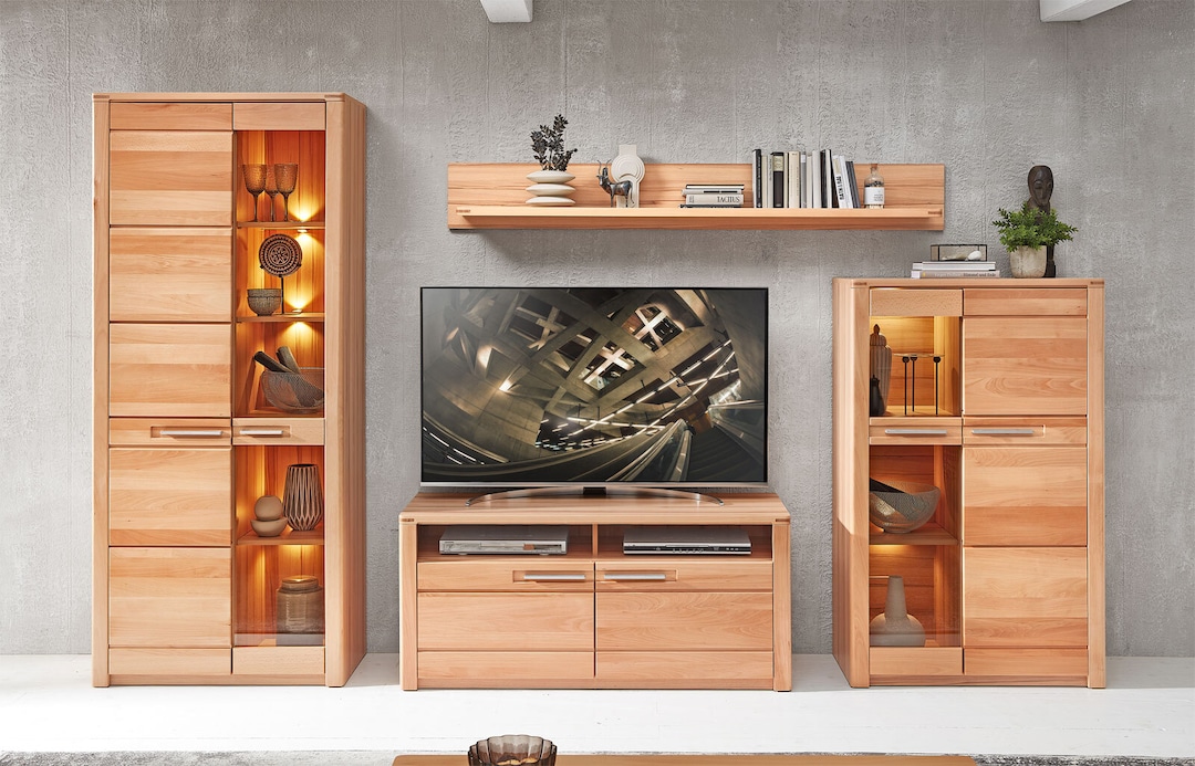 Wandboard Nature One 180x24x22 cm cm braun Teilmassiv Buche lackiert