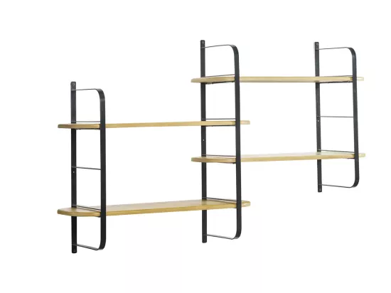Étagère murale en bois manguier massif et métal noir L122 cm AKINA