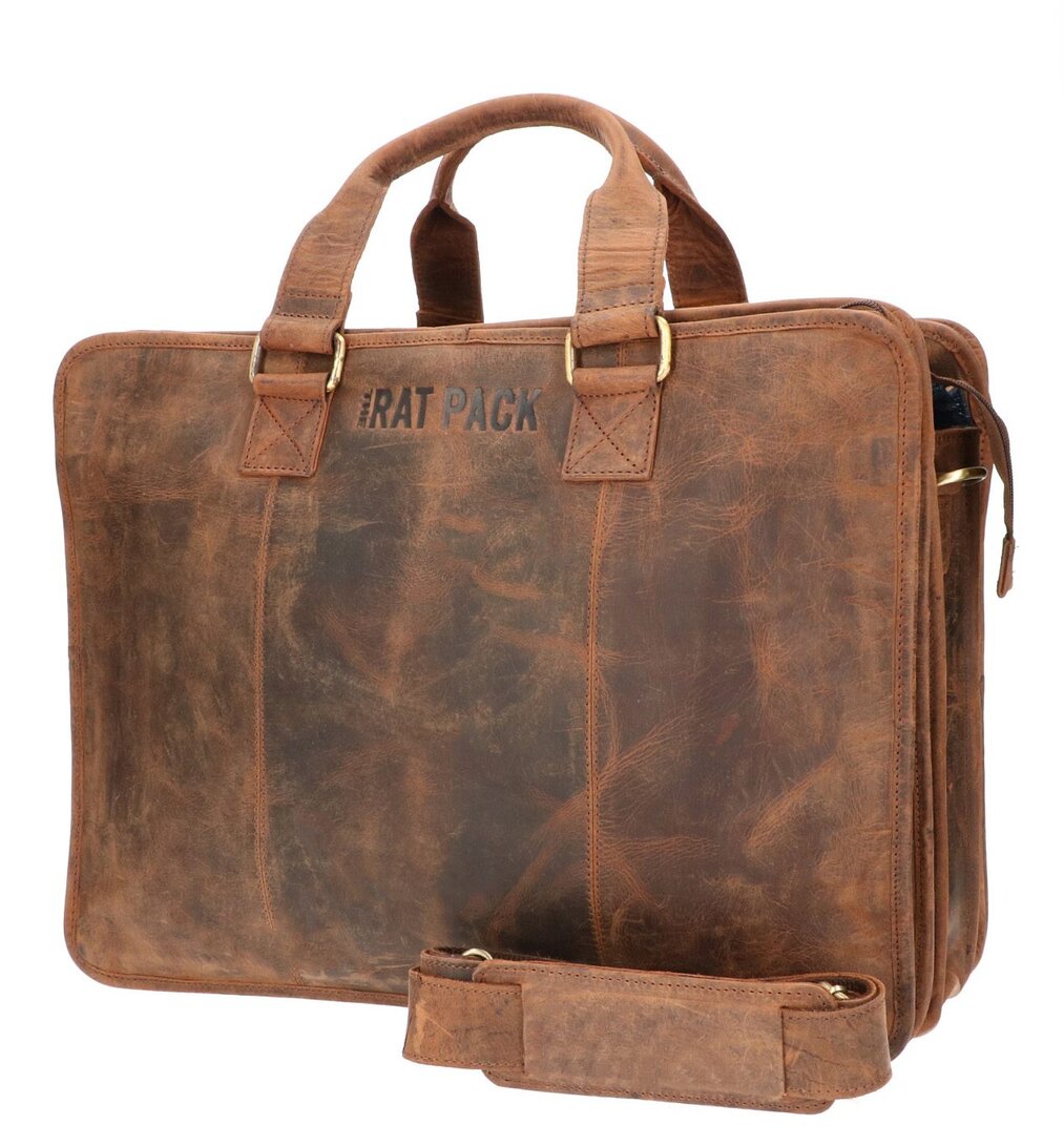 LD Lederwaren Laptoptas Rat Pack 17,3 inch Hunter Bruin