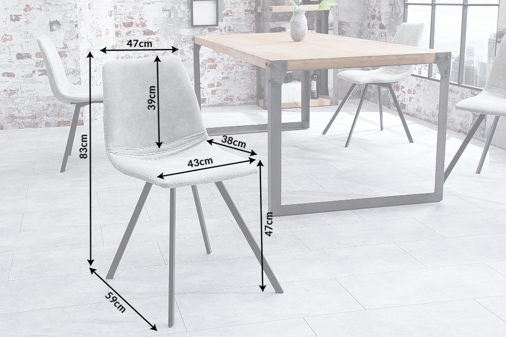 riess-ambiente Stuhl AMSTERDAM CHAIR - Retro stone grau Designklassiker pflegeleicht Esszimmer
