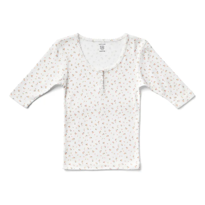 Soor Ploom T-Shirt Boutonné Fleuri Field | Blanc