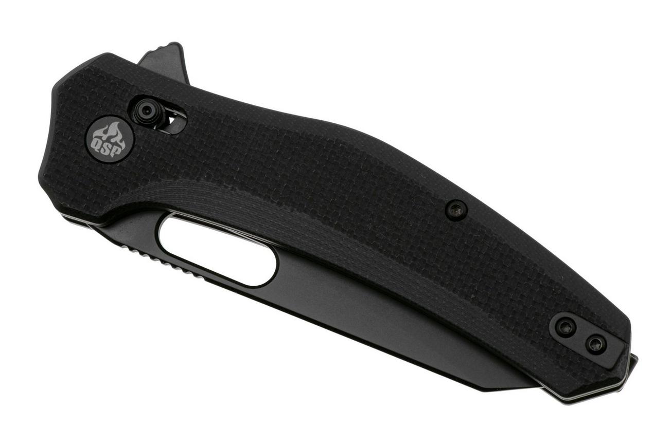 QSP Knife Emu 164-A2, Black 14C28N, Black Micarta, zakmes