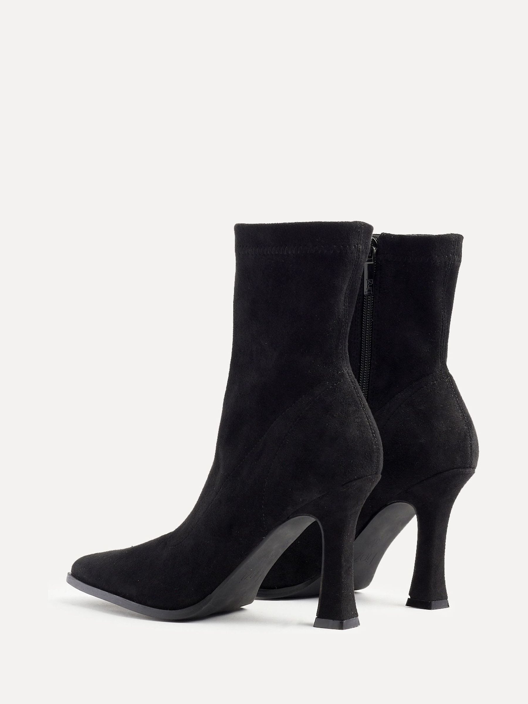 Zwart - Linzi Noelle Square Toe Heeled Sock Ankle Boots