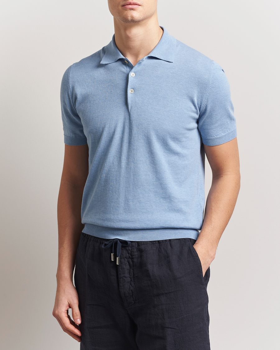 Altea Short Sleeve Cotton Polo Light Blue