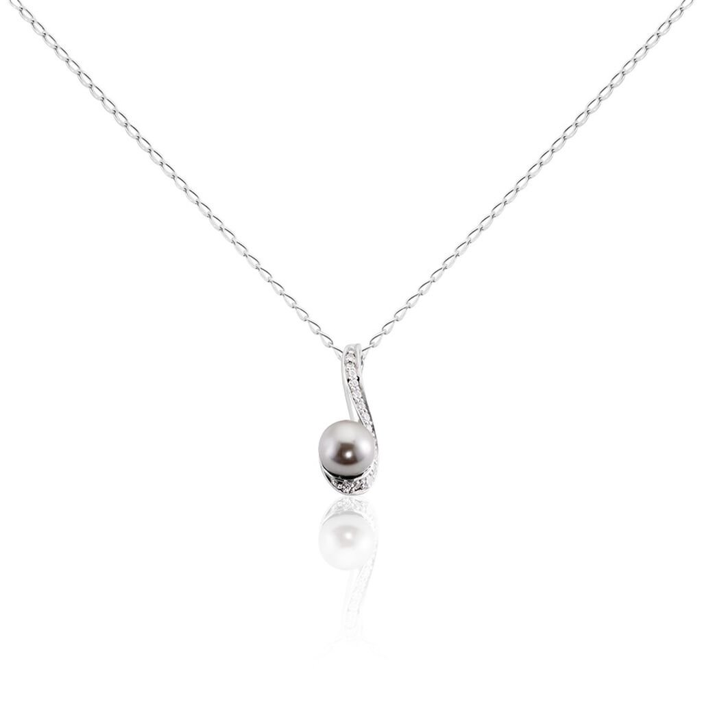 Collier Armance Argent Blanc Perle D'imitation Oxyde