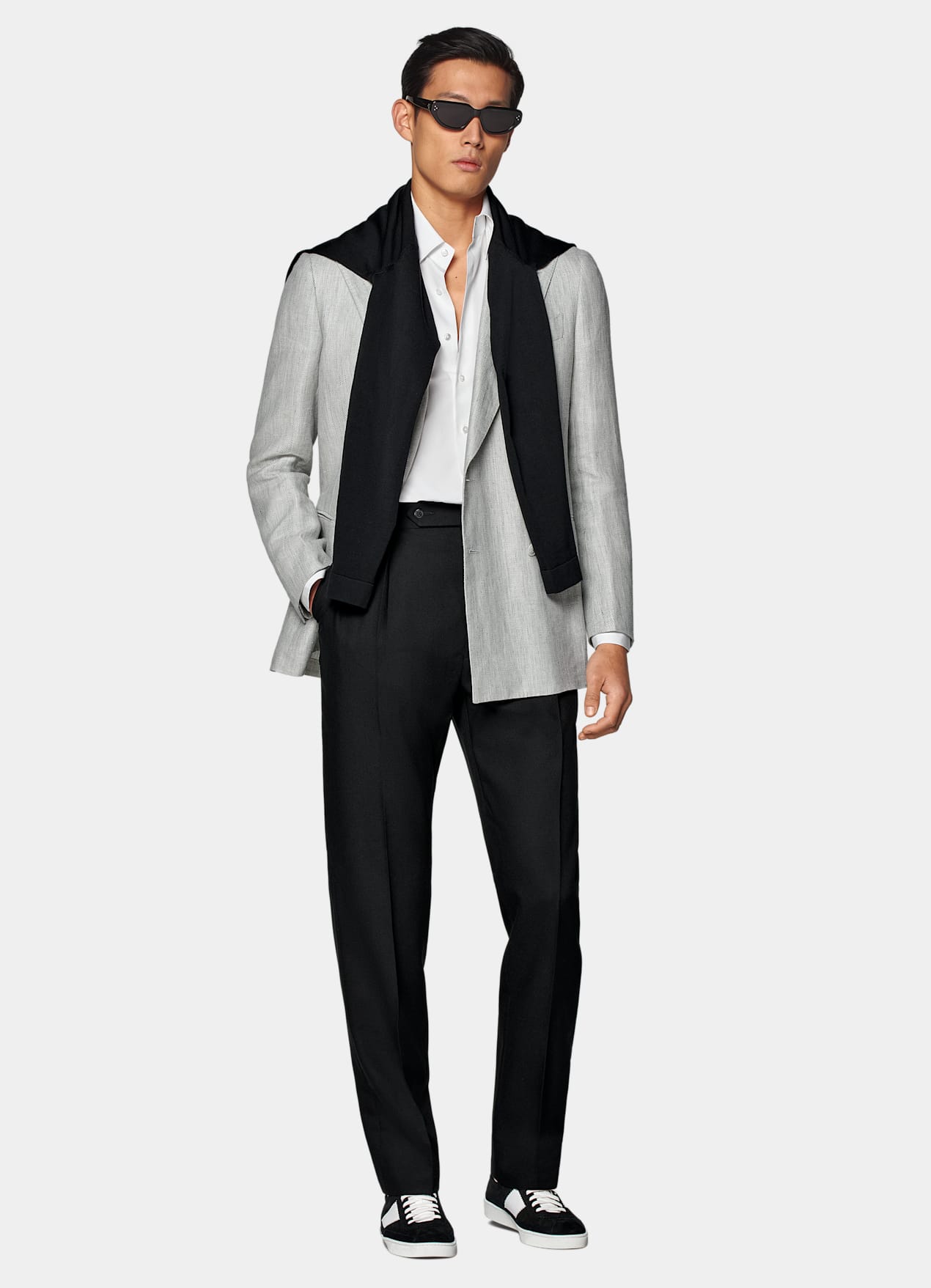 Blazer Havana coupe Tailored gris clair à chevrons