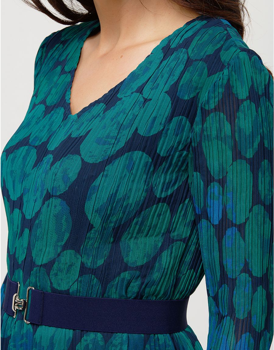 Robe plissée imprimé vert
