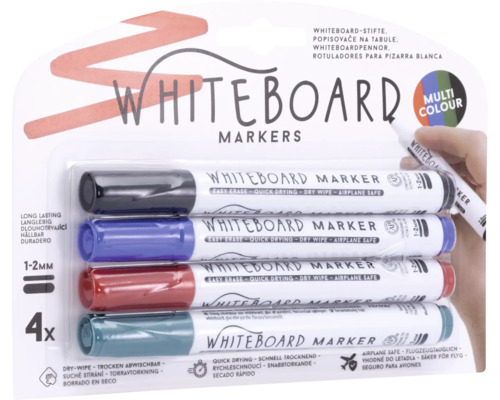 Whiteboardmarker 1-2 mm, diverse kleuren, 4 kleuren
