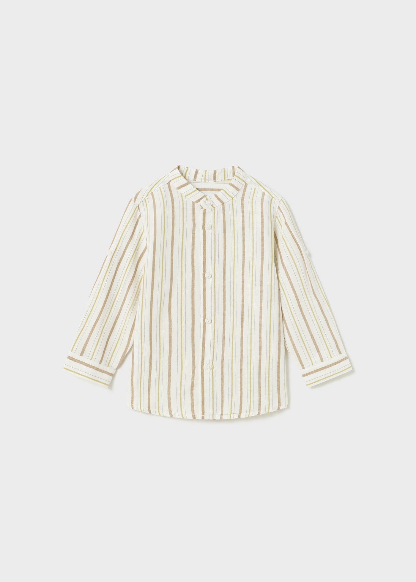 Camisa de linho estampada de manga comprida para bebê