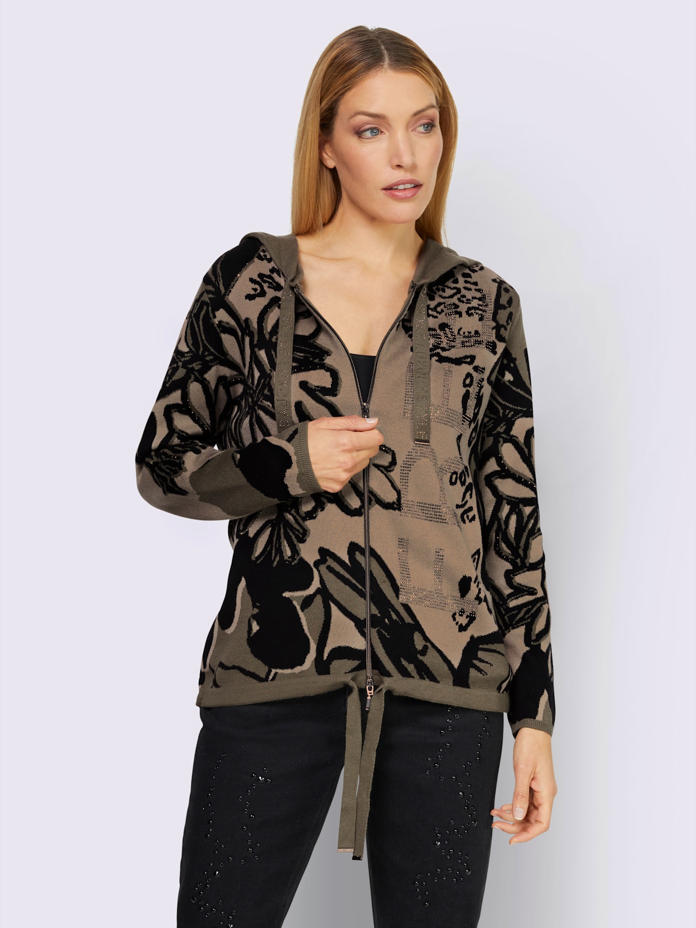 Veste en tricot joli jacquard à l'aspect animal