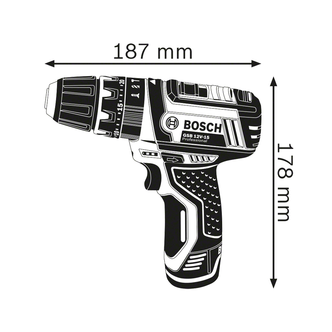Bosch GSB 12V-15 Schlagbohrs(C) solo CLC (0 601 9B6 901)