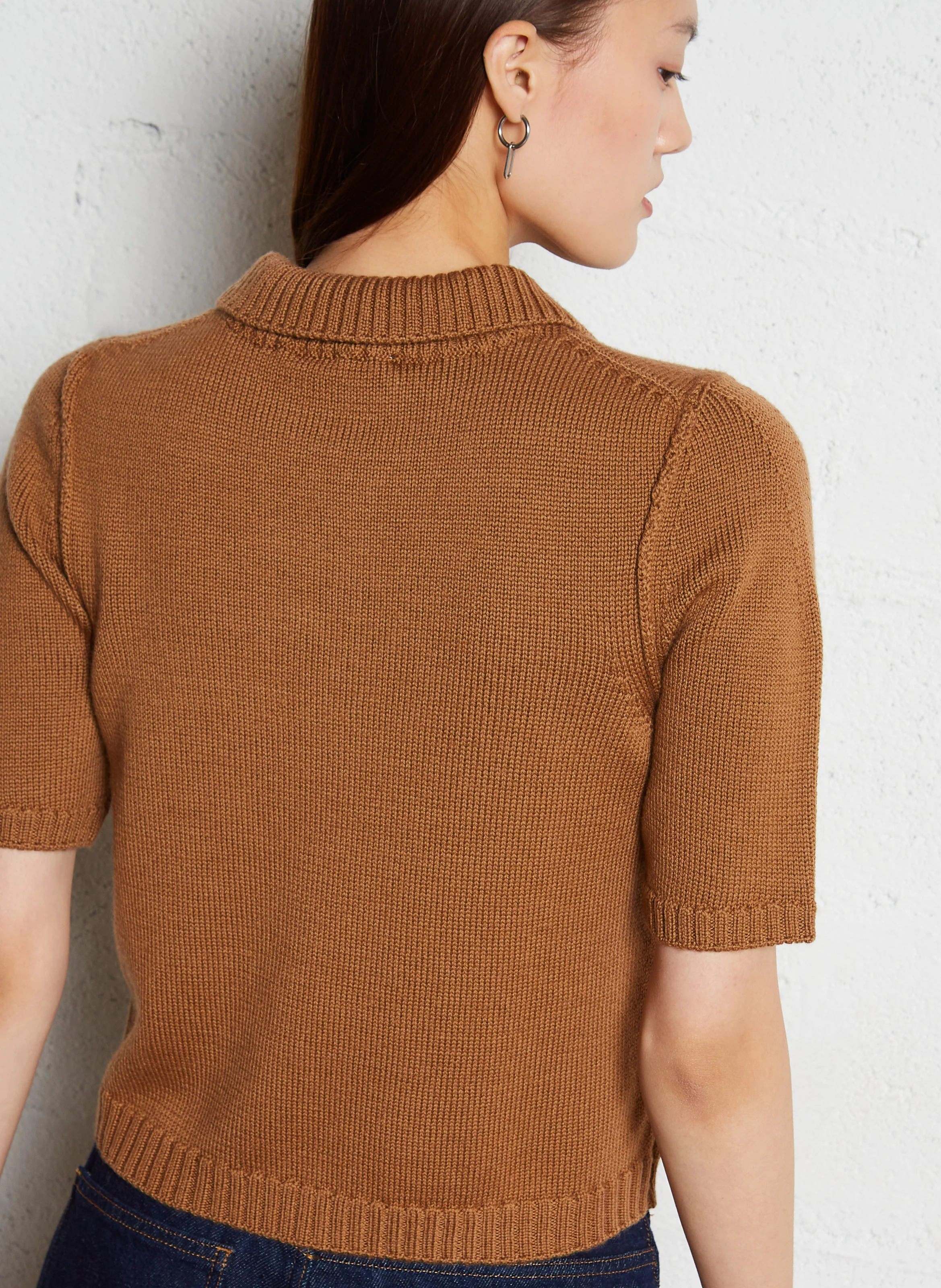 TYLAK - Polo court en laine | Marron