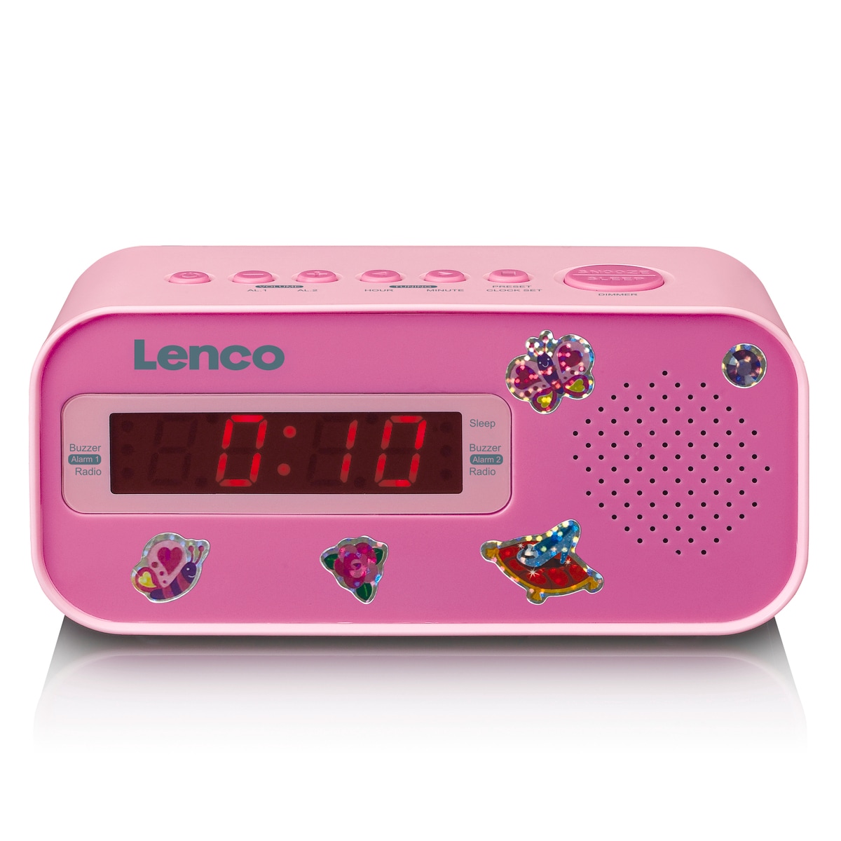 LENCO CR-205PK Radiowecker mit Aufklebersatz, rosa