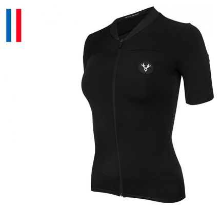 Maillot Manches Courtes Femme Lebram Allos Noir Coupe Ajustée