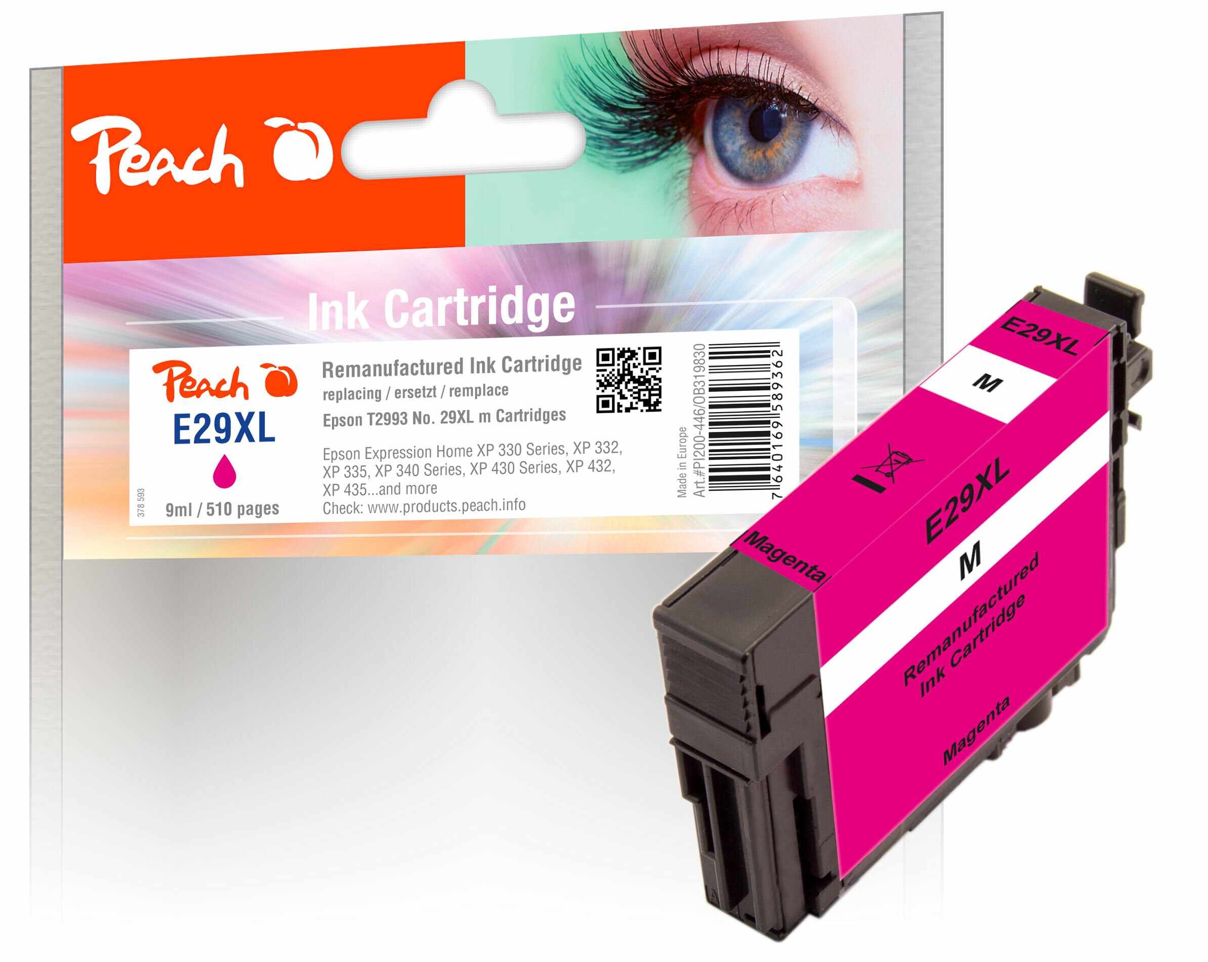 Peach E29Druckerpatrone XL ma ersetzt Epson T2993, No. 29XL m, C13T29934020 für z.B. Epson Expression Home XP -235, Epson Expression Home XP -330 (wiederaufbereitet)