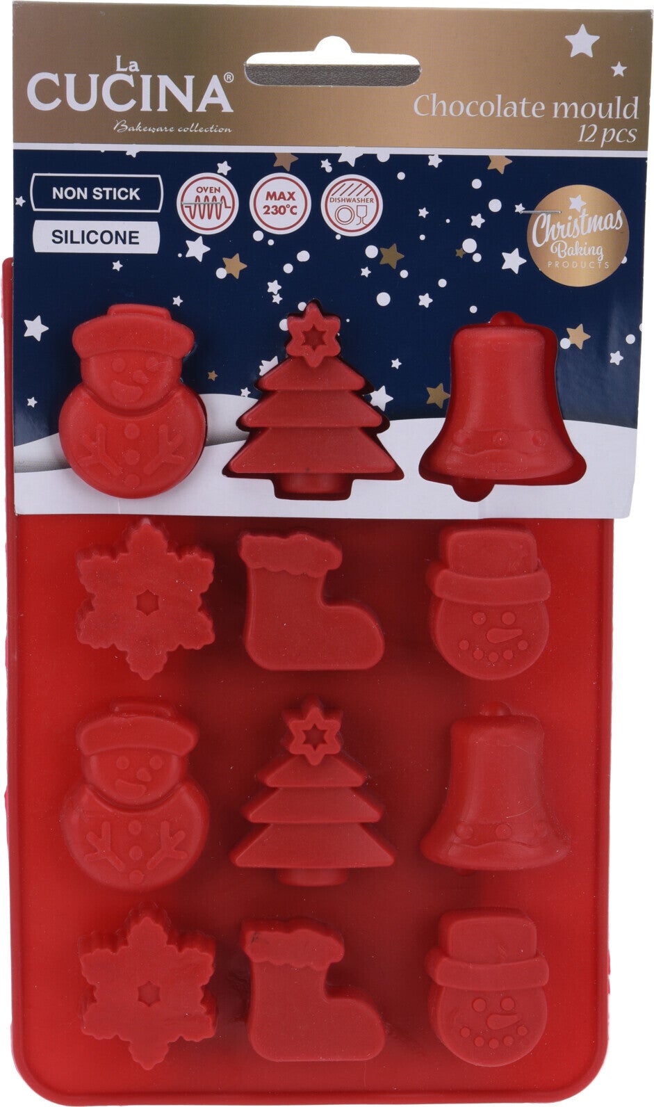 Chocoladevorm met kerstfiguren siliconen rood
