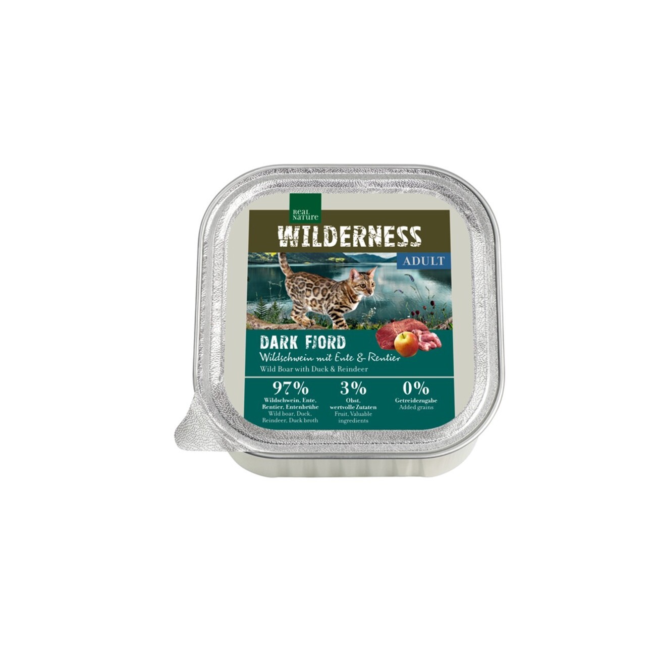 REAL NATURE WILDERNESS Nassfutter Katze, Adult 16x100 g Dark Fjord, Wildschwein mit Ente und Rentier