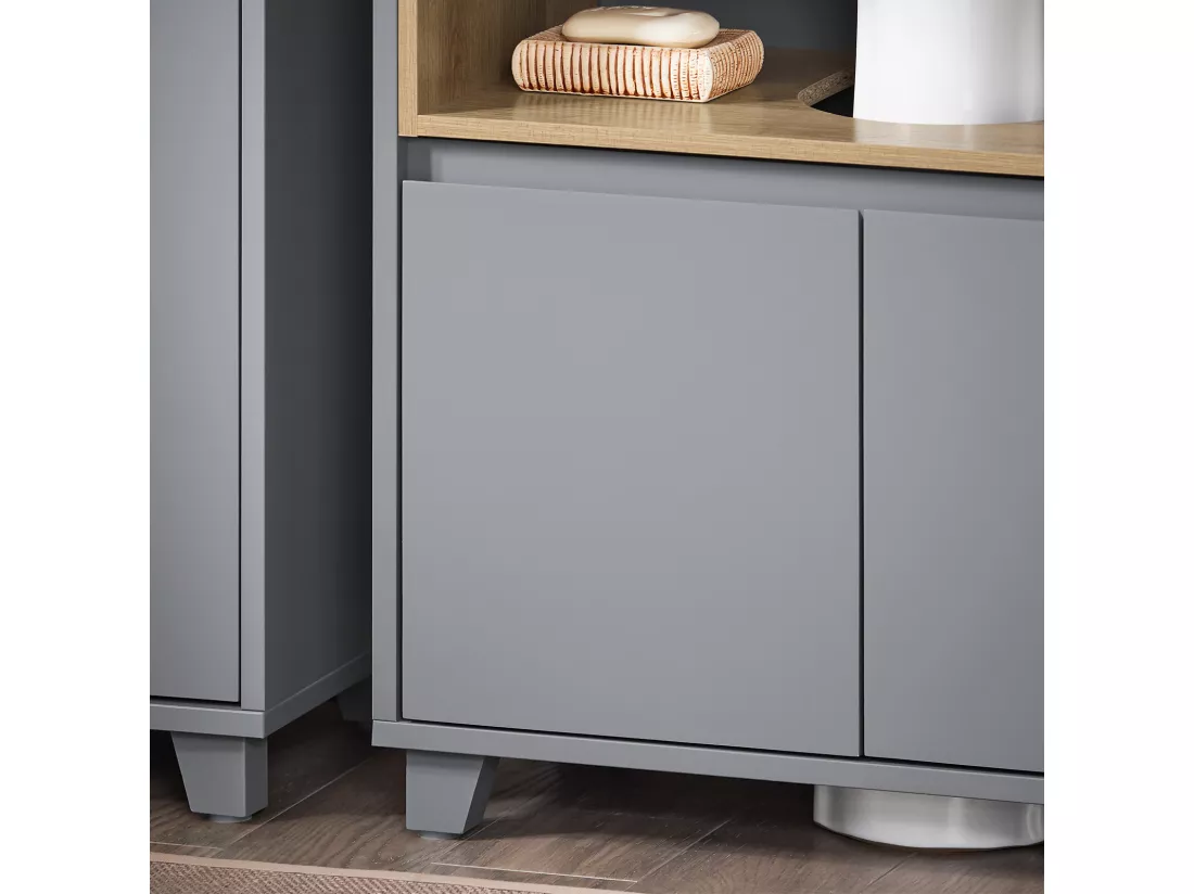 SoBuy BZR148-DG Meuble sous Lavabo de Salle de Bain, Meuble sous Vasque à 2 Portes, Placard Armoire de Rangement Meuble évier de Cuisine, L60 x P30 x H61 cm, Gris