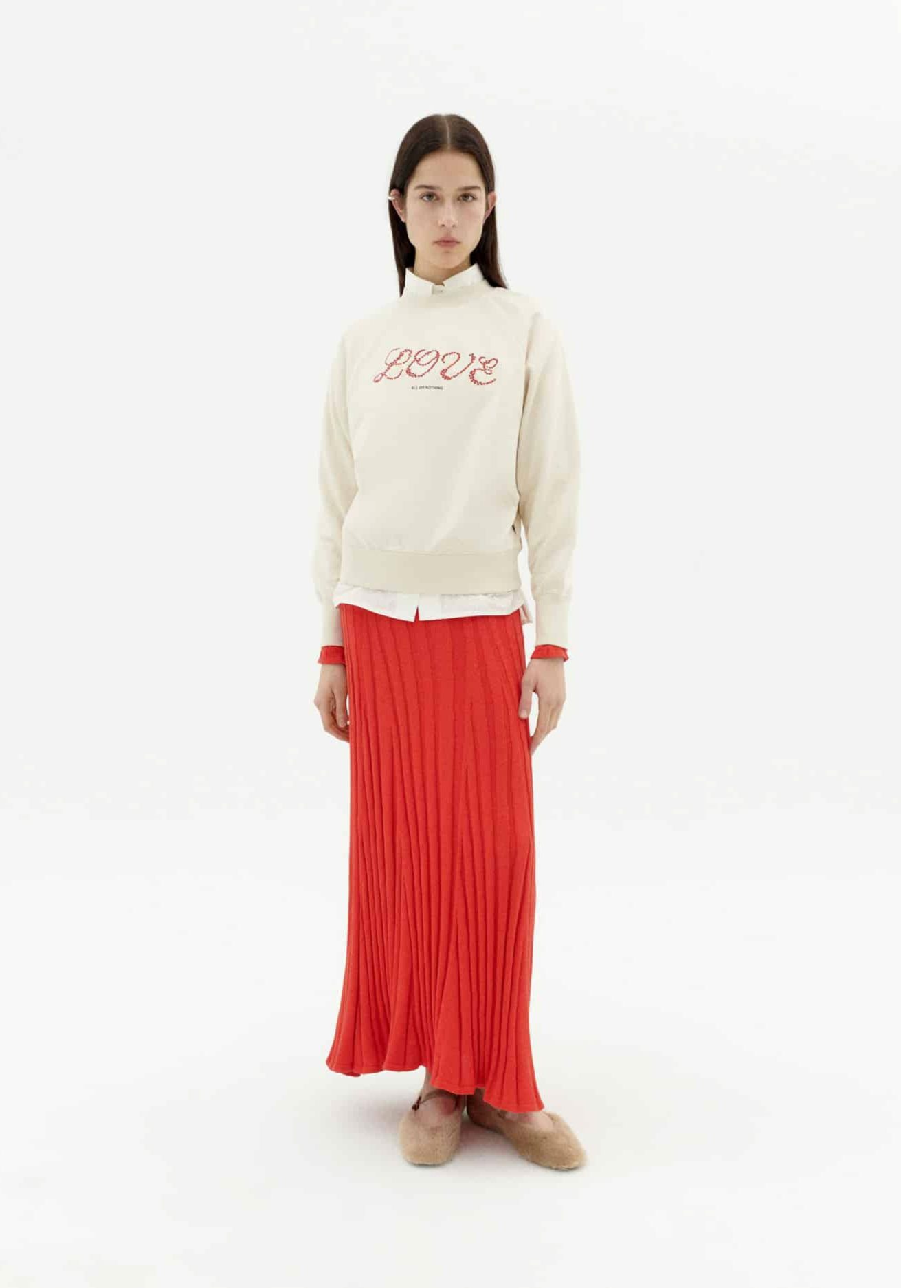 Thinking Mu Sweatshirt Bonnie Love Heart White