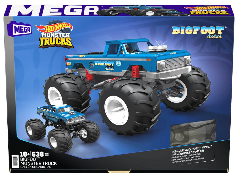 Mattel HHD20 MEGA Hot Wheels Bauset Bigfoot Monster Truck mit 538 Teilen für Erwachsene