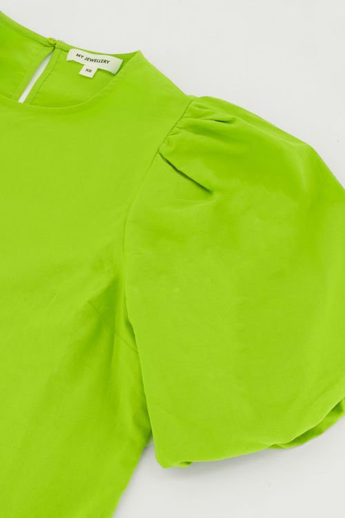 Groene top met pofmouwen