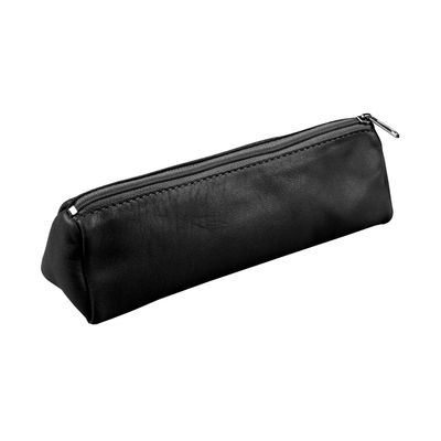 Trousse Merinos triangulaire - 1 compartiment - cuir de mouton noir - Quo Vadis