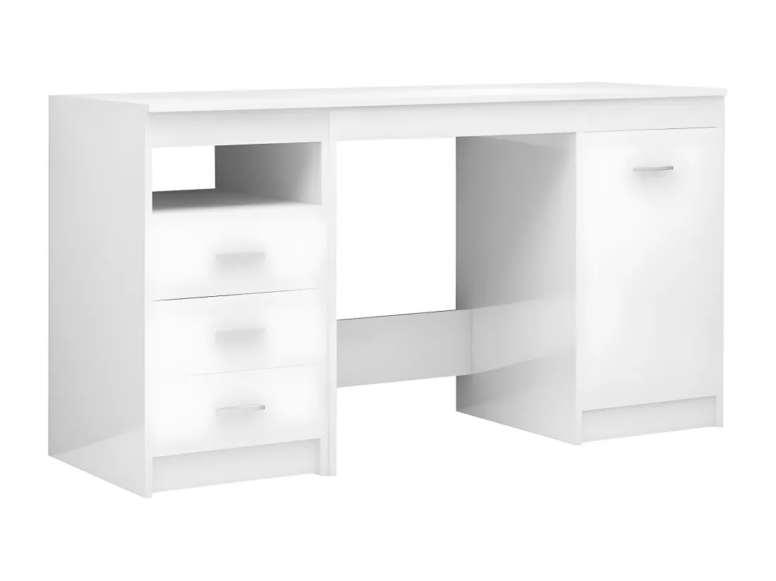 Bureau Blanc brillant 140x50x76 cm Aggloméré