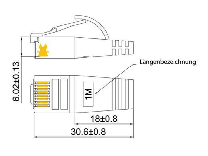 SLIM Slimpatchkabel RJ-45 - RJ-45, Cat 6, STP, 0.5 m, Weiss Geschirmtes Twisted-Pair-Kabel (STP) mit Klinkenschutz