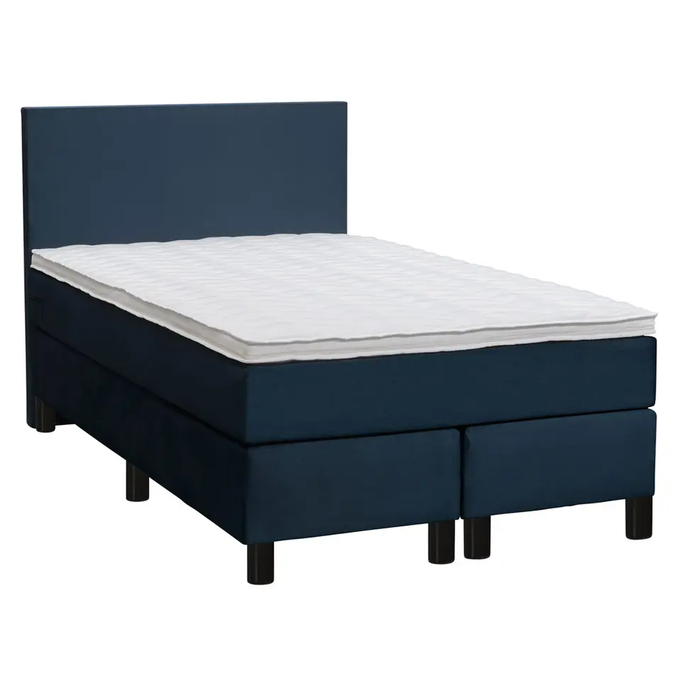 Boxspring Liv egaal - blauw - 120x200 cm - ronde poot