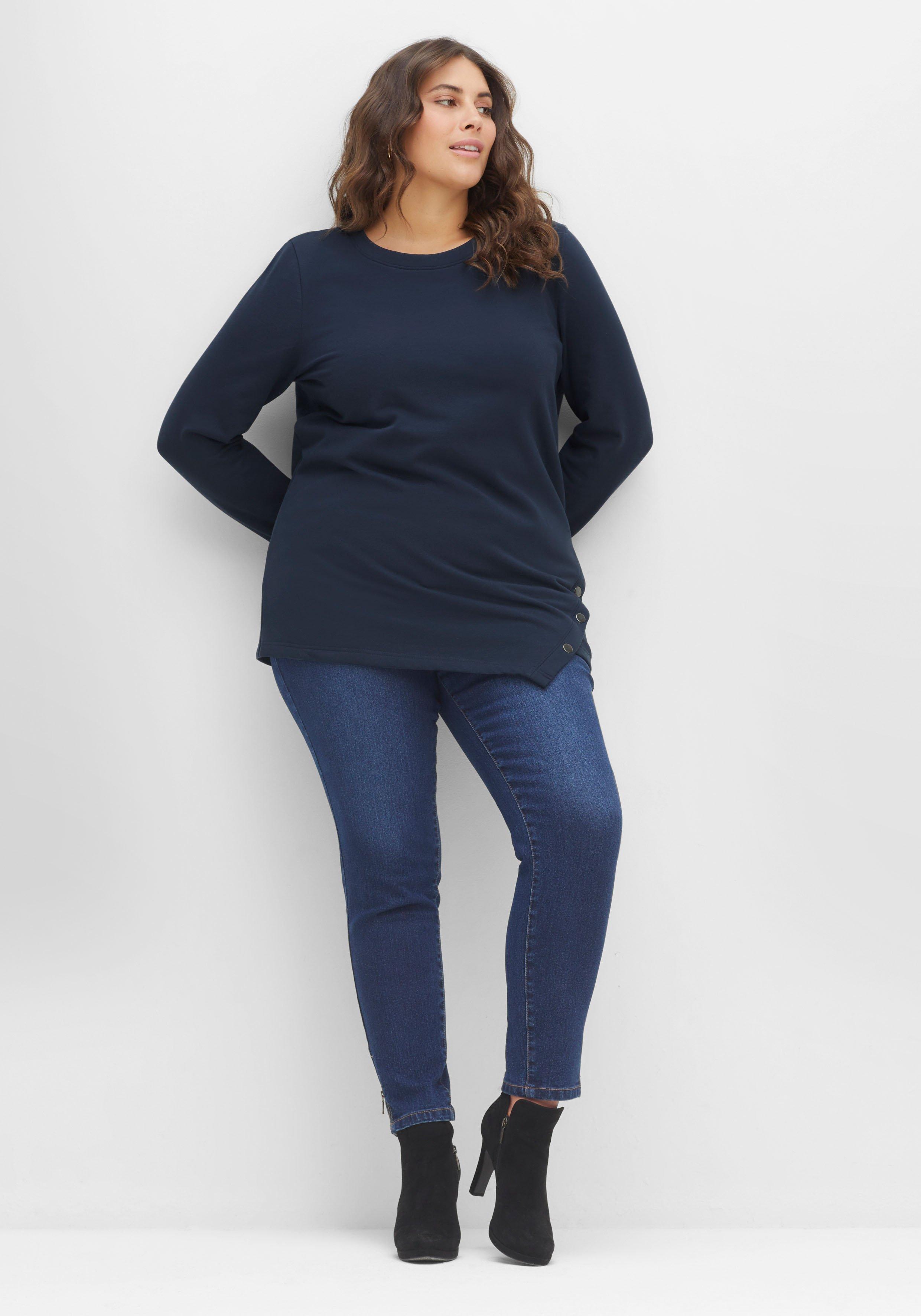 Sweatshirt mit asymmetrischem Saum, flauschig