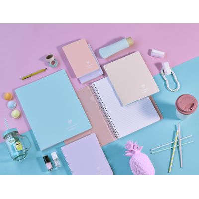 Clairefontaine Koverbook Blush - Cahier polypro 17 x 22 cm - 96 pages - grands carreaux (Seyes) - disponible dans différentes couleurs pastels