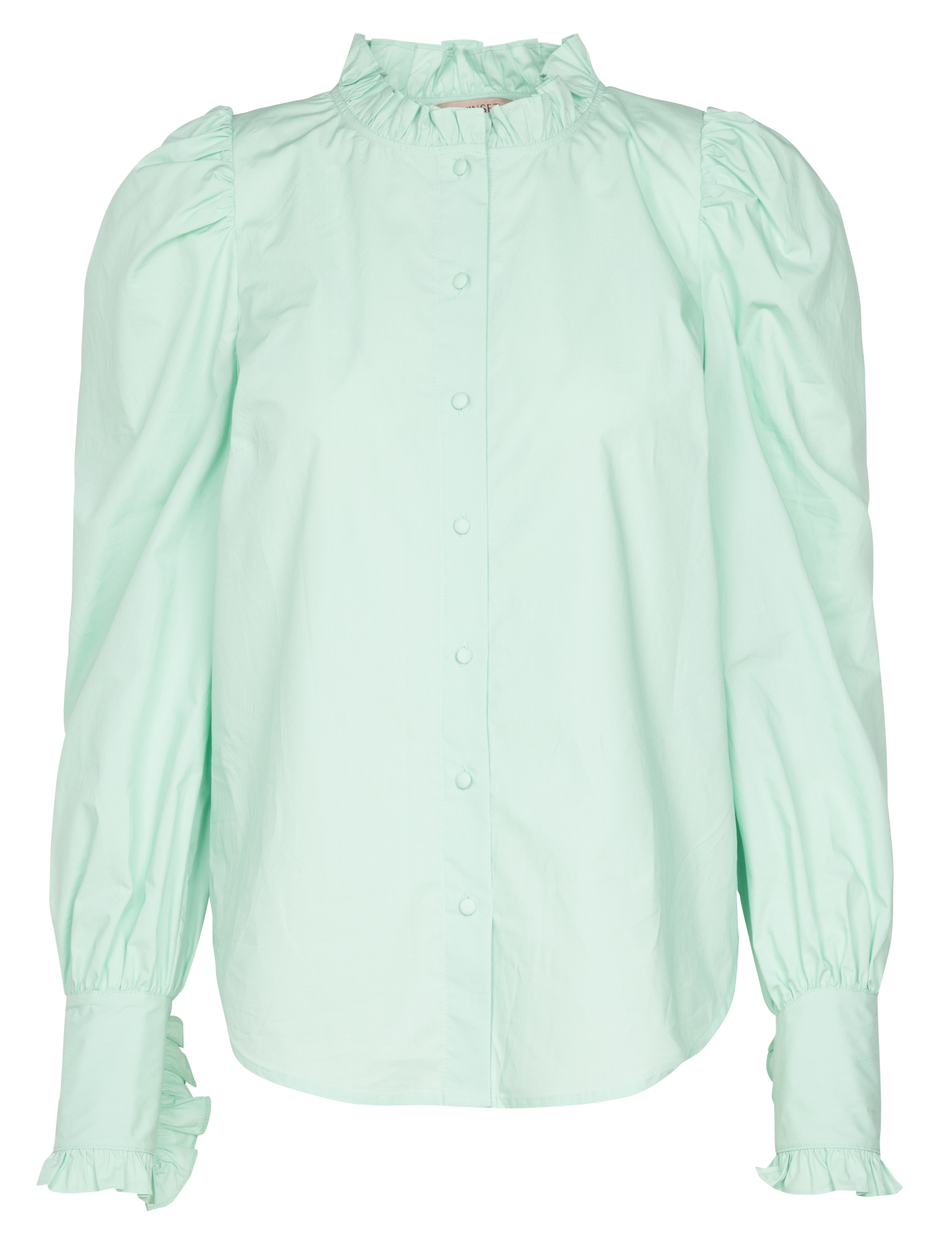 Chemise col victorien en popeline de coton | Bleu